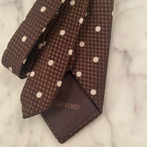 Tom Ford Silk Tie - Brown w/ White Polka Dot